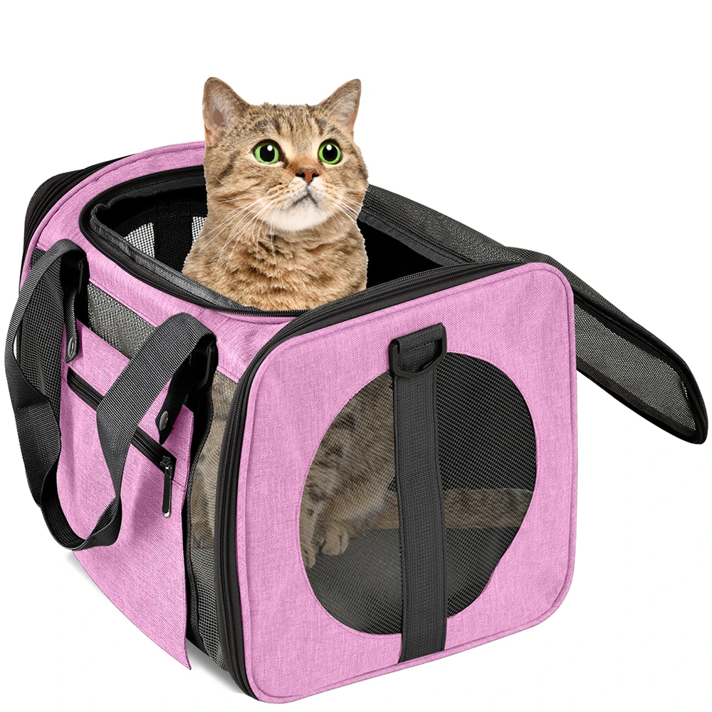Cat Backpack Soft Sided Pet Carrier Bag Cat Transport Bag With Mesh
