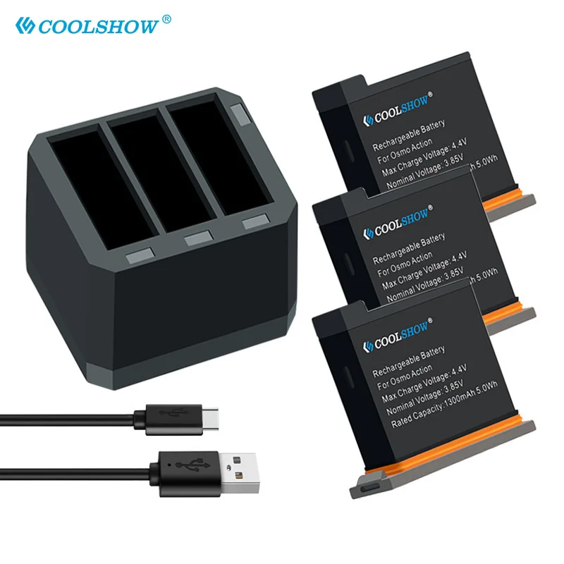 Аккумуляторы для Dji Osmo Action Battery Charger 1300mAh DJI Camera Accessories|Цифровые аккумуляторы| |