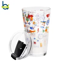 460 мл портативная стеклянная кофейная чашка креативная мультяшная чайная чашка с крышкой и соломинкой Для путешествий кофейные пивные чашки и кружки стакан посуда для напитков