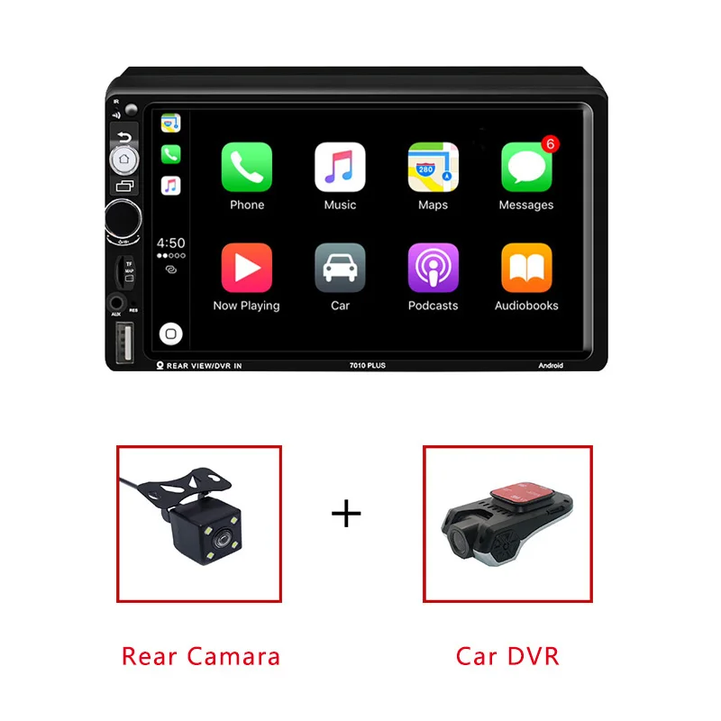 " 2 Din Carplay Автомобильная магнитола на андроид плеер Видео автоматическое радио GPS навигация Wi-Fi BT зеркальная связь автомобильный аудио сенсорный экран с USB DVR - Цвет: Camera