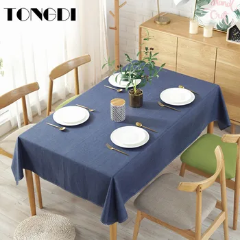 

TONGDI Table Cloth Solid Canvas Durable Eazy Cleaning Waterproof Oilproof Decoration For Kitchen Dining Room Camping Rectangle