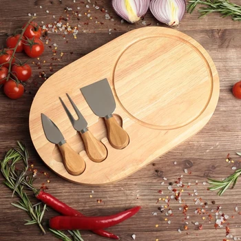 

Cheese serving set: oak board 32.5 x 20.5 x 1.5 cm, 3 cheese knives