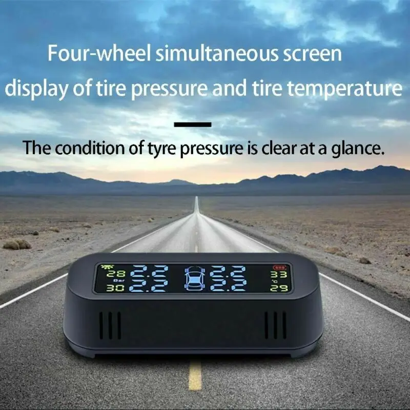 Беспроводная Солнечная TPMS lcd Автомобильная система контроля давления в шинах+ 4 внешних датчика