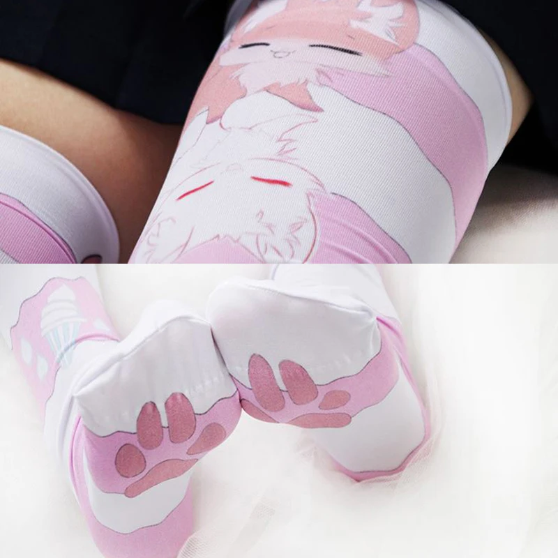 SzBlaZe 3D Print Donut thigh high stockings Kawaii thigh high socks Funny Cute Over Knee Socks Printedknee high stockings