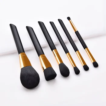 

Black Wooden Handle Makeup Brushes Premium Synthetic Foundation Powder Concealers Eye Shadows 6Pcs Brush Set EY669