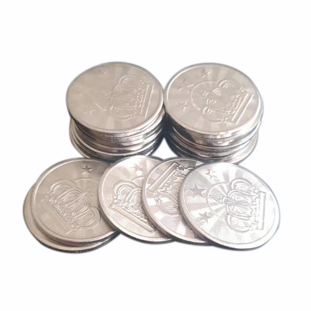 

10pcs 25*1.85mm Game Token Stainless Steel Arcade Game Coin Pentagram Crown Tokens