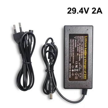 

1PC Intelligent 29.4V 2A lithium battery Pack Charger Electric Bike US EU Plug Connector Automatic Power off Charger