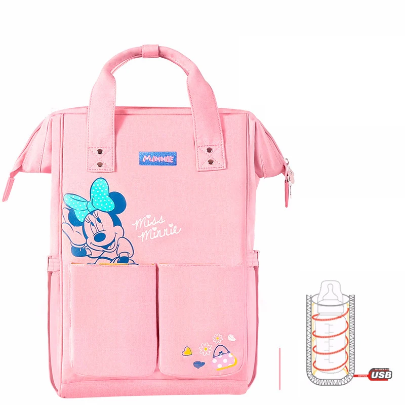 Disney Bottle Feeding Insulation Bags USB Oxford Cloth Diaper Storage Bag Backpack Fashion Waterproof Large Capacity Diaper Bags