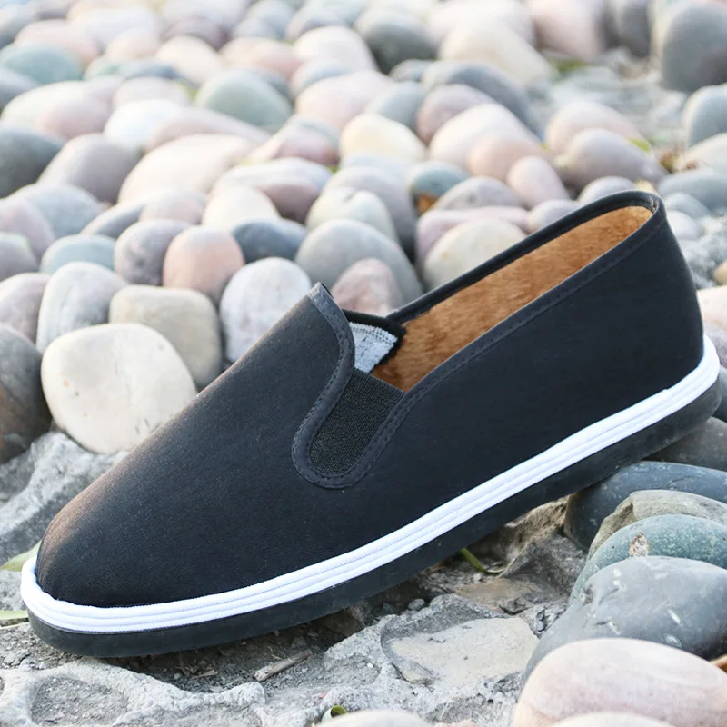 

Old Beijing Cloth Shoes Simple Low Heel Cotton-padded Shoes Comfortable Warm Handmade Strong Cloth Soles Cotton-padded Shoes wit