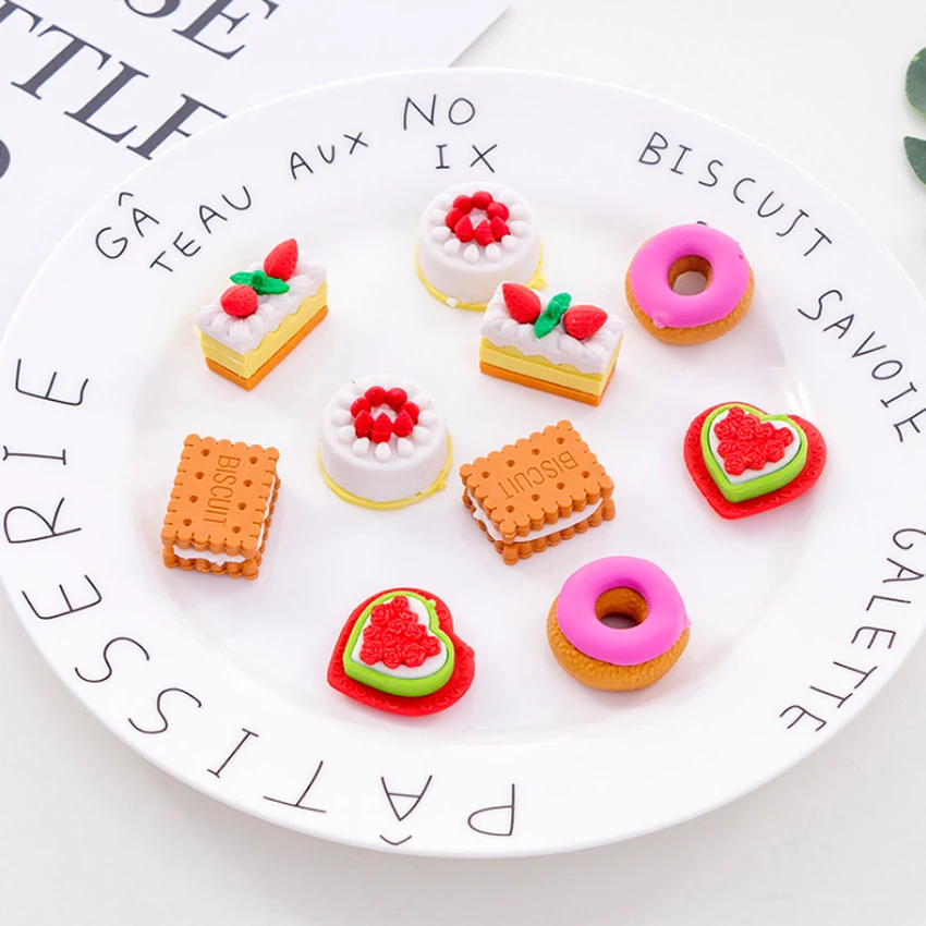

5pcs/lot Creative cute cookie donut Eraser Rubber Suit Cute Gifts for Party DIY Kawaii Pencil Eraser for Kid's Promotion Gift