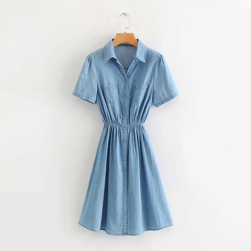 

Europe And America 2019 Summer Women's Dress New Style Waist Hugging Slimming High-waisted Medium-length Dress Versatile Compute