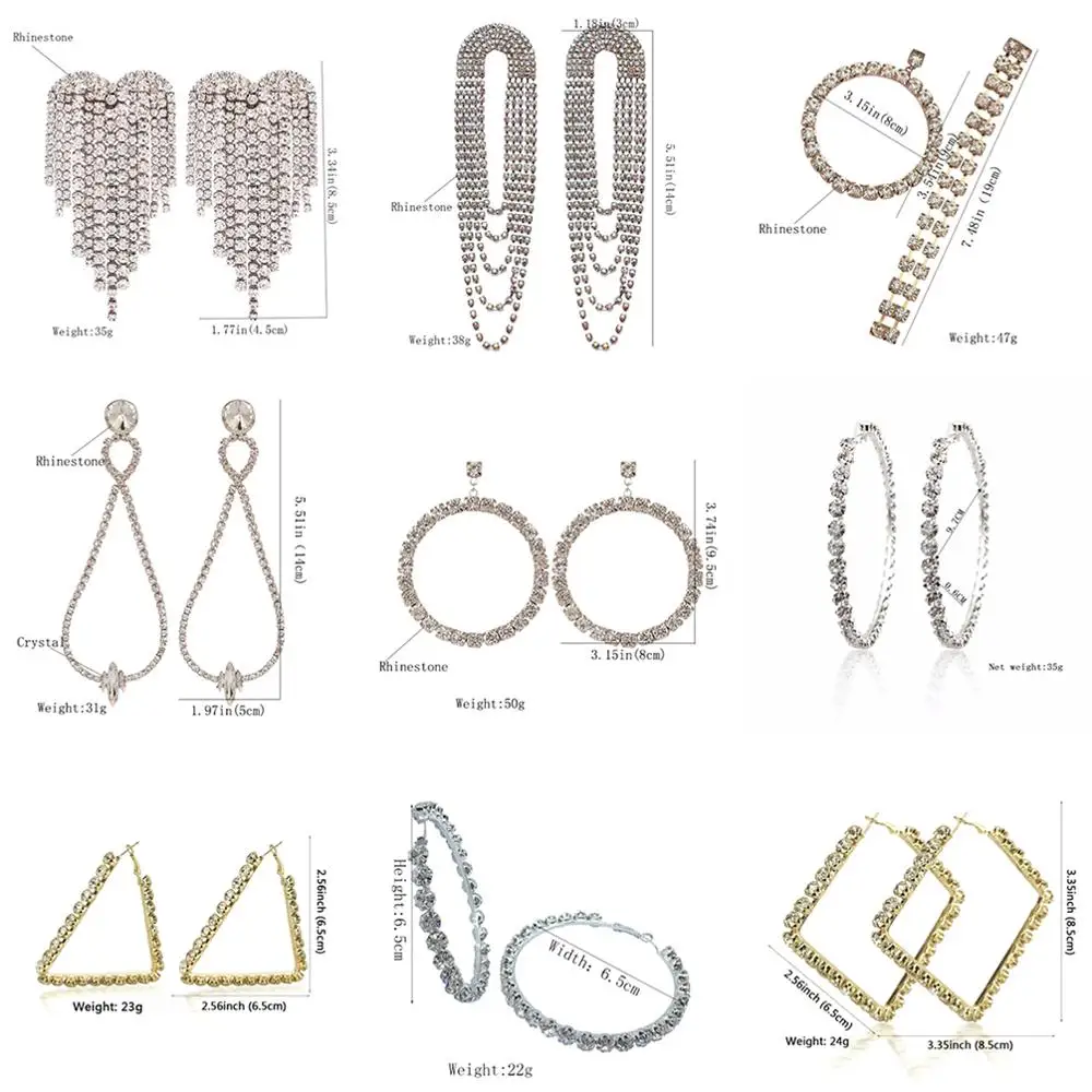 MANILAI Shiny Rhinestone Tassel Earring For Women Statement Long Dangle Earrings Charm Wedding Party Jewelry