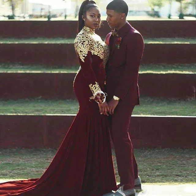 burgundy velvet mermaid prom dress