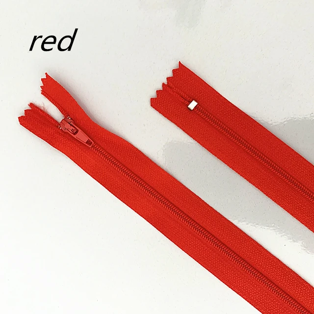 10pcs 10-60cm (4inch-24 Inch) Nylon Coil Zippers Tailor Sewer Craft Crafter's  (20 colors) Red