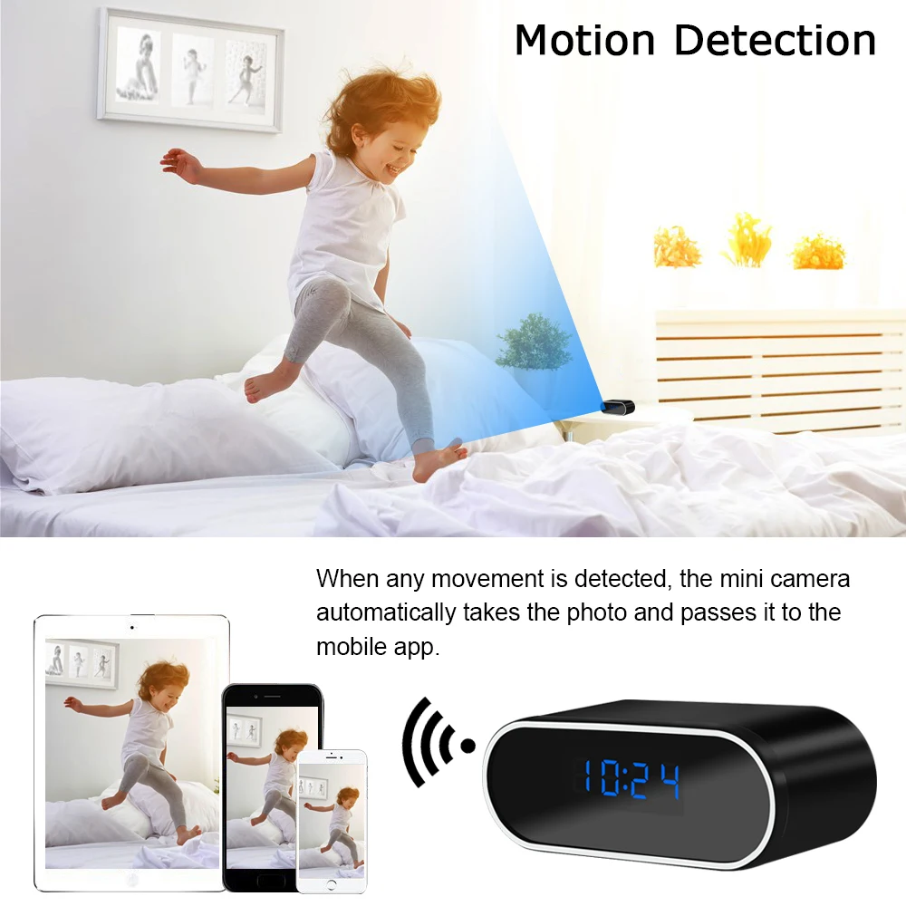 WiFi камера ночного видения HD часы мини видеокамера IP Домашняя безопасность ночное видение камера обнаружения движения P2P камера