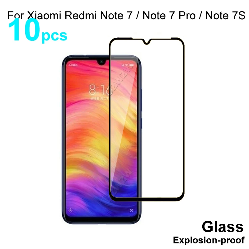 Закаленное стекло с полным покрытием для Xiaomi Redmi Note 7 / Pro 7s защита экрана защитное