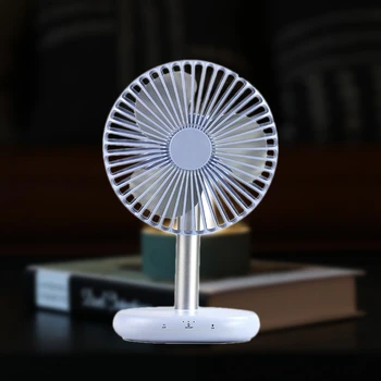 

USB Rechargeable Desktop Desktop Handheld Fan, 10-Speed Shift Press Control with Atmosphere Light, Office Dormitory Silent Fan-B