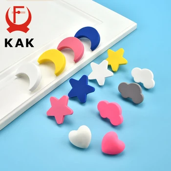 

KAK Cartoon Kids Room Cabinet Knobs and Handles Moon Star Furniture Handles PVC Cloud Drawer Knobs Cabinet Pulls for Kids
