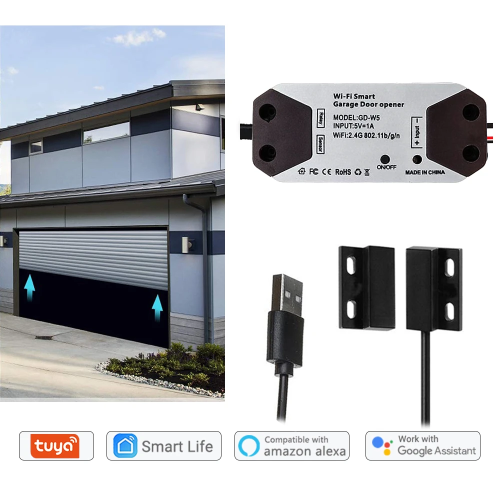 Controlador inteligente WiFi para puerta de garaje, interruptor con Sensor para abrir puertas, compatible con Smart Life, Tuya, Google Home Alexa sin Hub|Mando distancia de puerta| - AliExpress