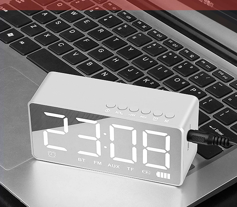 Многофункциональный Будильник с Bluetooth динамиком Funtion TF FM AUX Настольный зеркальный будильник светодиодный цифровые электронные часы Новинка