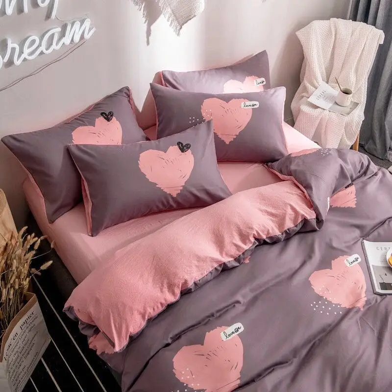 Bedding Set-22 3/4 предмета в комплекте, модная Постельное белье для девочки, милая постельное белье простой Стиль King queen Размеры Постельное белье пододеяльник+ кровать плоский лист+ подушка чехол - Цвет: Bedding Set-22