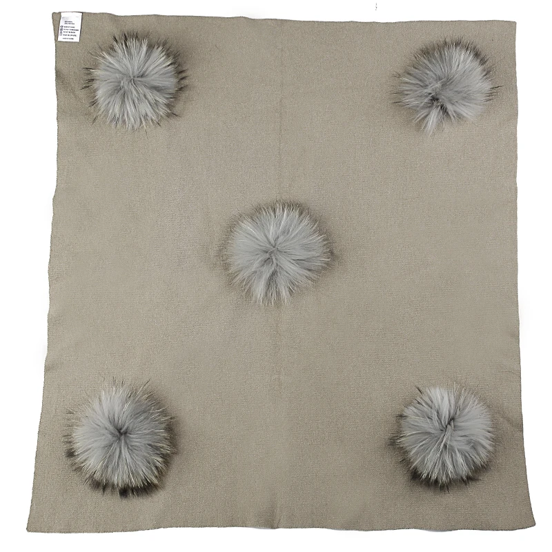 khaki light gray Charm Wood теплая шерсть на зиму для новорожденных и малышей, для пеленания Одеяло путешествия спальный Одеяло с 15 см с натуральным меховым помпоном постельные пеленки Обёрточная бумага - Цвет: khaki light gray