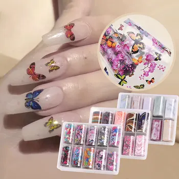 

100*4cm Starry Sky/Butterfly/Marble Series Nail Art Transfer Foil Stickers 4*50cm Gold Sally Mesh Foils Paper Nails Accessories