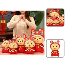 Jouet en peluche tigre à collectionner, joli jouet doux en peluche, chapeau traditionnel chinois, mascotte du tigre, 2022