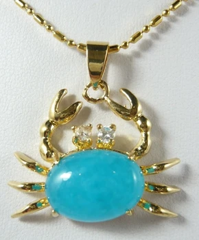 

13*18mm light blue Jade crab pendant