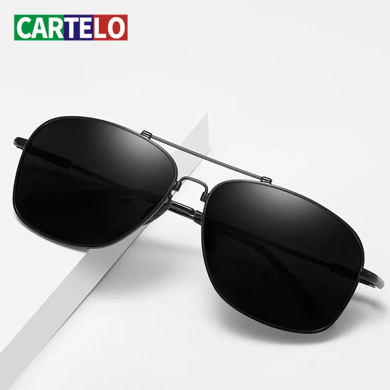 

CARTELO Coating Mirror Glasses Oculos de sol alloy Men's Sunglasses Polarized Lens Brand Red Design Temples Sun glasses