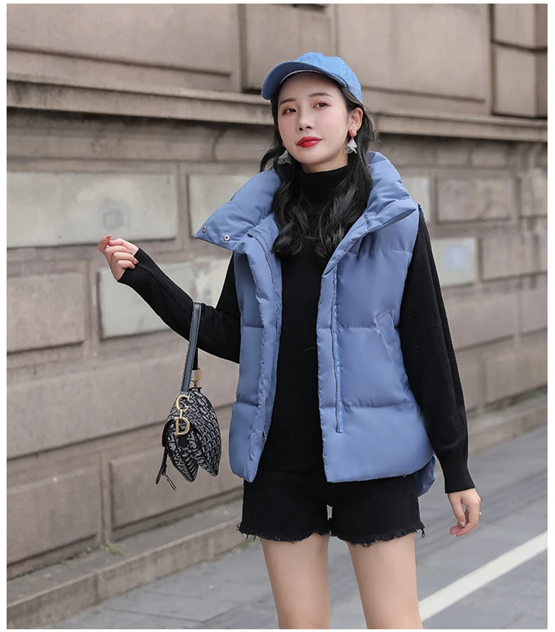 Autumn Winter Women Vest waistcoat Thick warm sleeveless vest Casual solid thick waistcoat