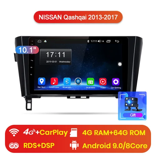 Junsun V1 Android 9,0 2G+ 32G DSP Автомобильный мультимедийный видео плеер для Nissan Qashqai X-Trail 2013- gps no 2 din - Цвет: 4G (4GB 64GB)