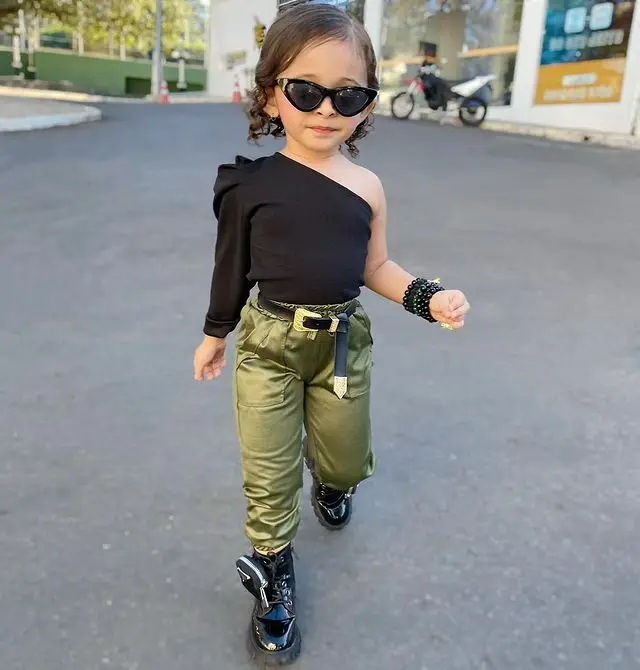 Kids Girls Fashion Clothes Sets One Shoulder Long Sleeve T-shirt + Pocket Loose Pants Summer Autumn Children Outfits kids clothing set girls clothing set