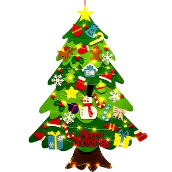 

Children Felt Christmas Tree and Spared Ornaments Bundle with LED String Light Christmas Trees