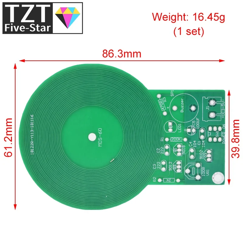 TZT Metalldetektor-Set Elektronik-Bausatz DC 3V-5V 60mm Berührungsloser Sensor-Platinenmodul DIY Elektronik-Teil Metalldetektor DIY-Kit – Detail 7