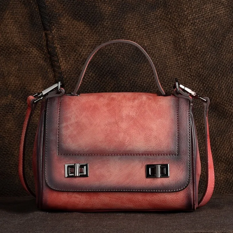 

Leather Women's Bag 2019 New Hand-held Vintage Women's Bag One-shoulder Span Bag