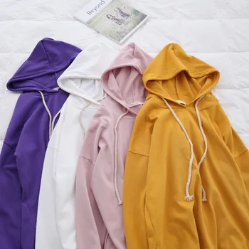 

Solid color autumn and winter women's sweatshirt casual hooded sweatshirt