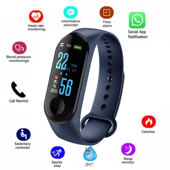 

M3 plus Smart Bracelet Smartwatch Waterproof Heart Rate Monitoring Blood Pressure Fitness Tracker Smart Watch Women Wristband