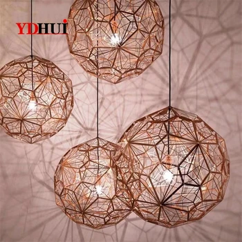 

E27 Replica of Web Etch Modern Pendant Light Shadow Lamp For Living Room Study Kitchen Dining room Silver Golden Copper body