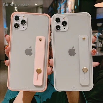 

10Pcs Wristband Holder Transparent Phone Case For iPhone 11 Pro XS Max XR X 8 7 6 6S Plus Silicone Wrist Strap Shockproof Cover