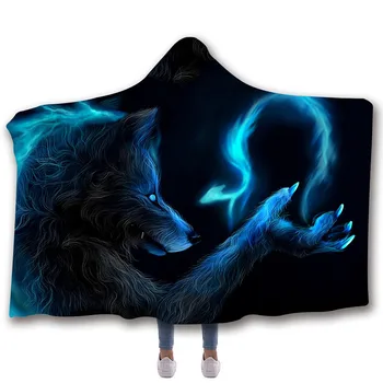 

Star Wolf 3D Digital Printed Hooded Blanket Thick Double Layer Cloak Blanket Colorful 2019 Winter Warm Blanket For Beds