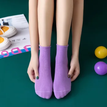 

Korean Solid Color Harajuku Women's Socks autumn Casual Cotton Socks Winter In Tube Purple Blue Yellow Pink Designer Christmas