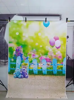 

Flash Deal!!! Photo Studio Backgrounds for Photography Cute Bear Fence Backdrops for Photo Shoot Balloon Infant Photo Wallpapers