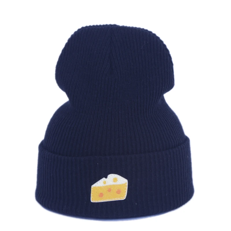 Модная мультяшная вышитая вязаная шапка, пуловер с вышивкой сыра из мультфильма, теплая шапка для улицы в стиле хип-хоп, мужская и женская зимняя шапка - Цвет: 01