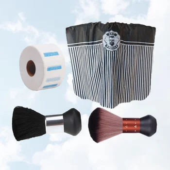 

1 Set of 4Pcs Professional Hairdressing Tools Hair Cutting Styling Tools Neck Duster Brush Cape Neckband for Home Barber Black (