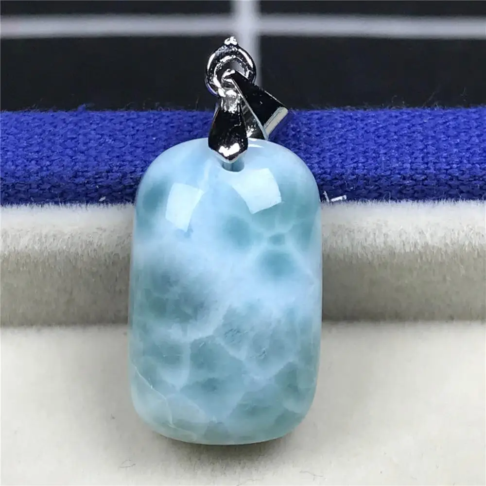 

Natural Blue Larimar Pendant For Women Man 19x12x7mm Beads Dominica Crystal Rectangle Clear Stone Fashion Pendant Jewelry AAAAA