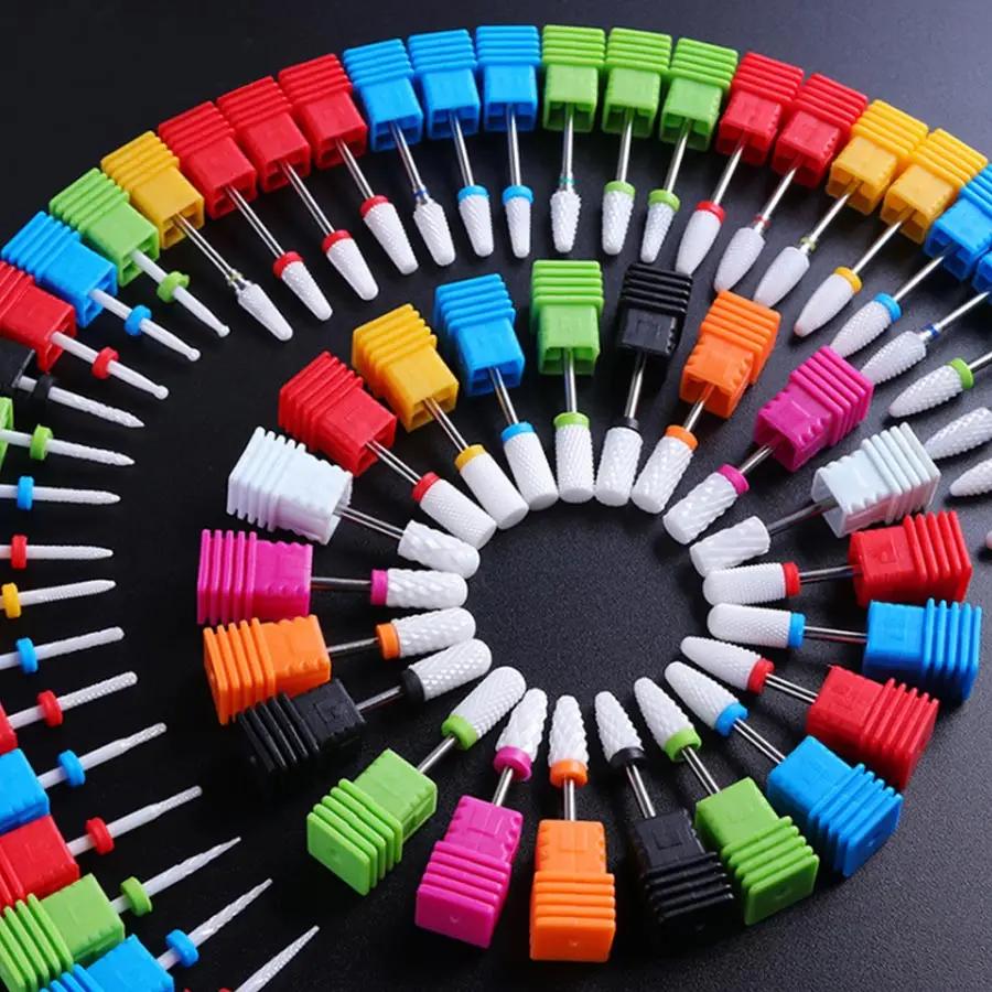 

6pcs Ceramic Diamond Nail Drill Milling Cutter for Manicure Rotary Burr Clean Bits Mills Nail Gel Remove Grinder Tools