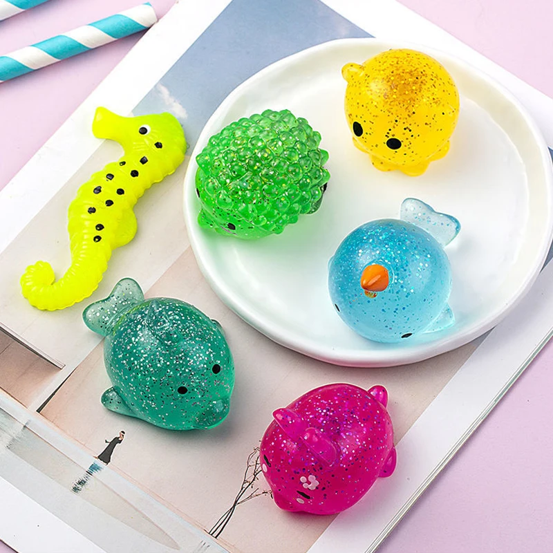 Gold-Dust Spongy Squishy Mochi Fidget Toys Kawaii Animal Stress Ball Cute  Fun Soft Sensory Antistress Squeeze Toys For Children