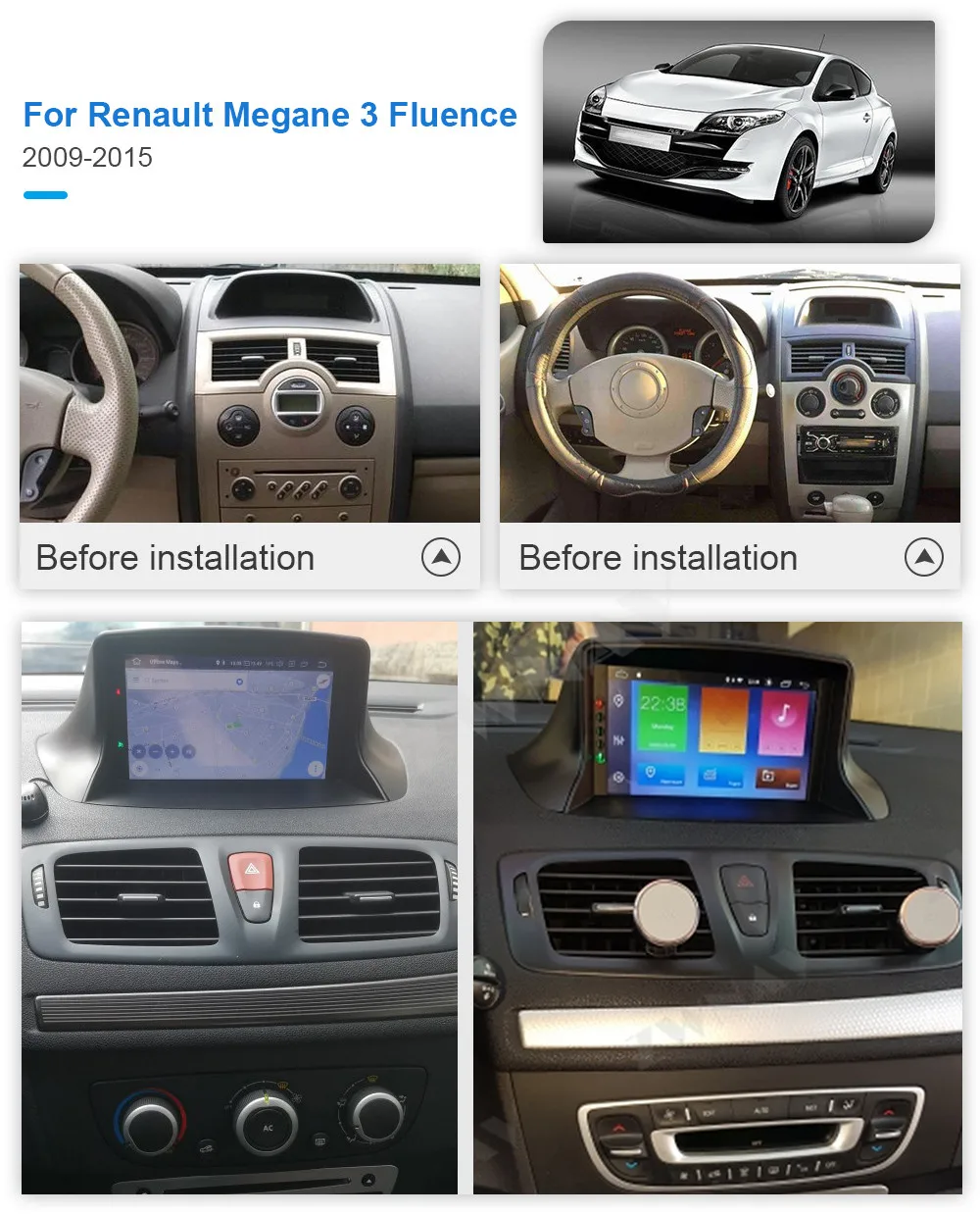 Android 12 Carplay Untuk Renault Megane Fluence 2009 2010, 59 OFF