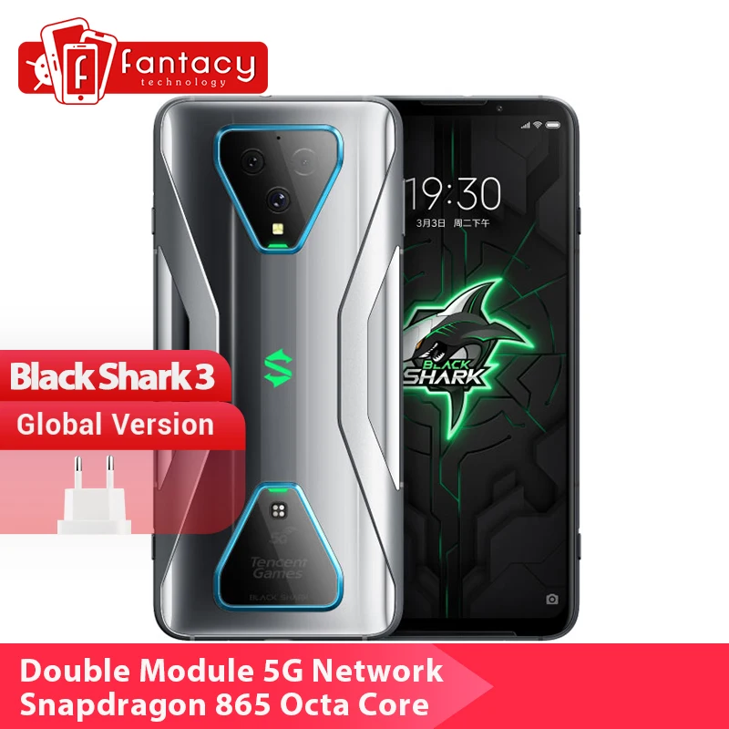 Versión Global tiburón negro 3 5G Snapdragon 865 8GB 128GB juego teléfono Octa Core 64MP Triple AI cámaras 65W 4720mAh